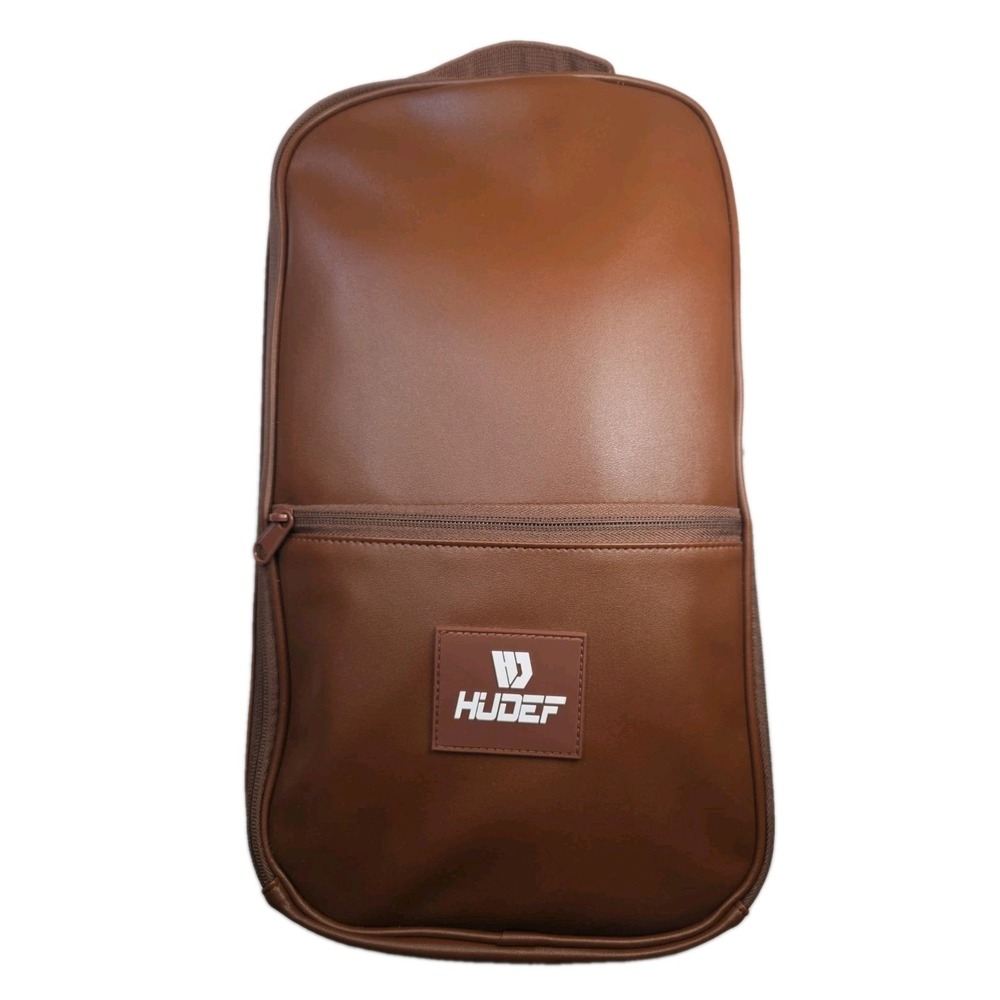 HUDEF Deluxe Series Pickleball Paddle Case Only Brown Faux Leather Sleeve
